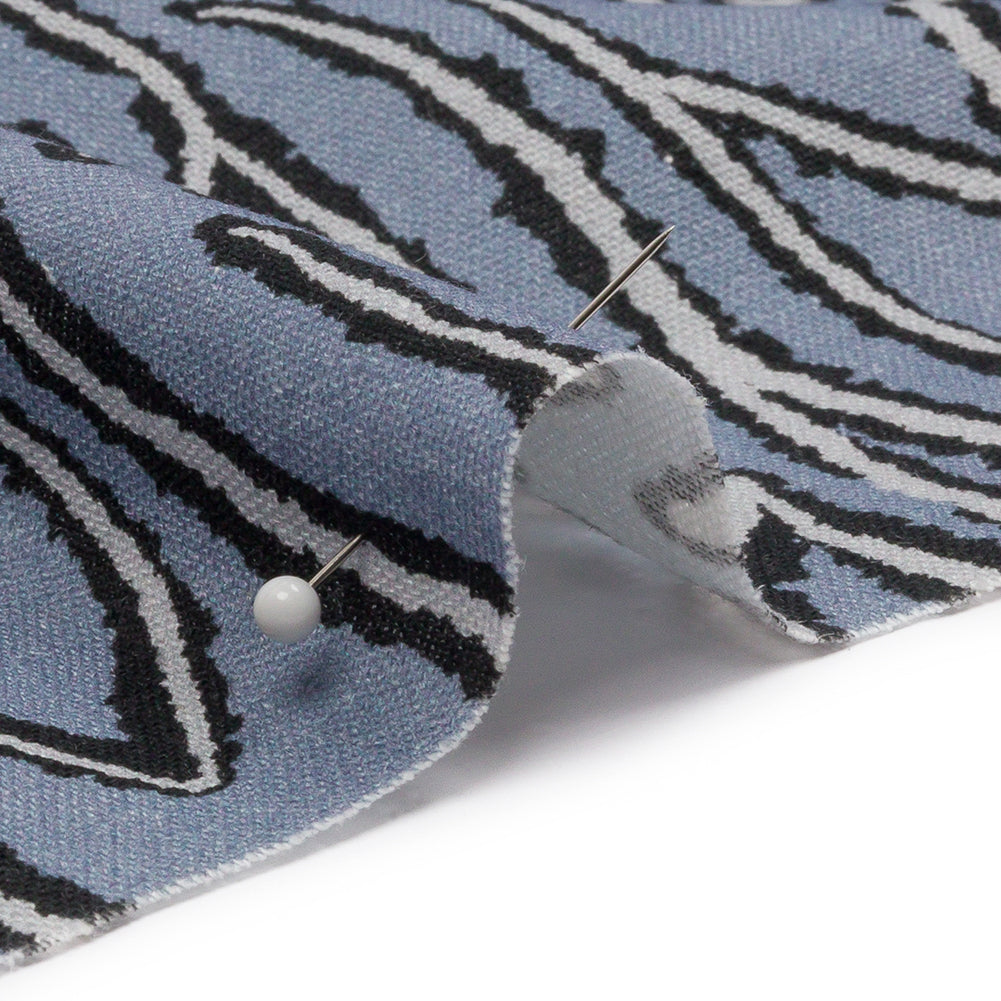 Linen and Rayon Woven - Blue Gray Leaves - Bora Bungalow Print - Mood Exclusive Palm Beach Collection - Detail