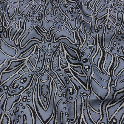 Linen and Rayon Woven - Blue Gray Leaves - Bora Bungalow Print - Mood Exclusive Palm Beach Collection