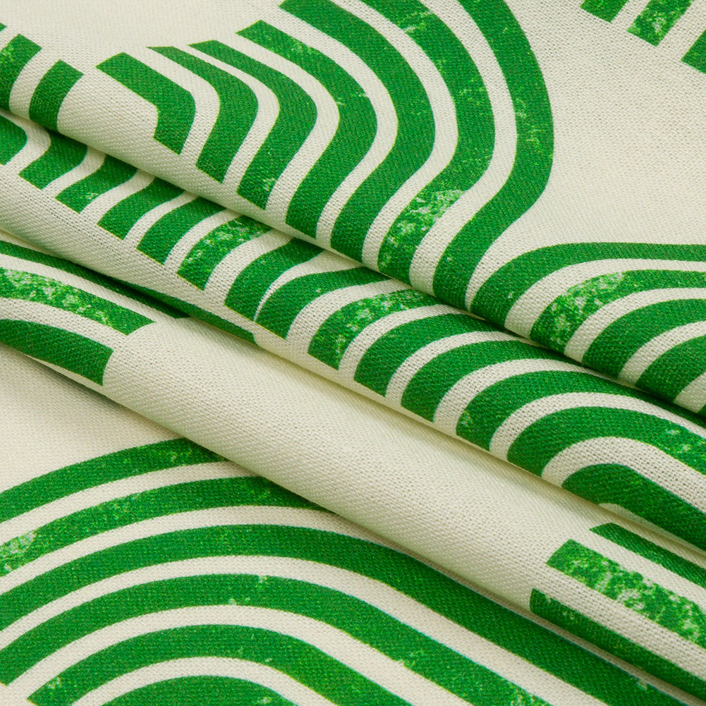 Linen and Rayon Woven - Green Geometric Arches - Submarine Dream Print - Mood Exclusive Palm Beach Collection