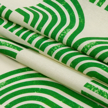 Linen and Rayon Woven - Green Geometric Arches - Submarine Dream Print - Mood Exclusive Palm Beach Collection
