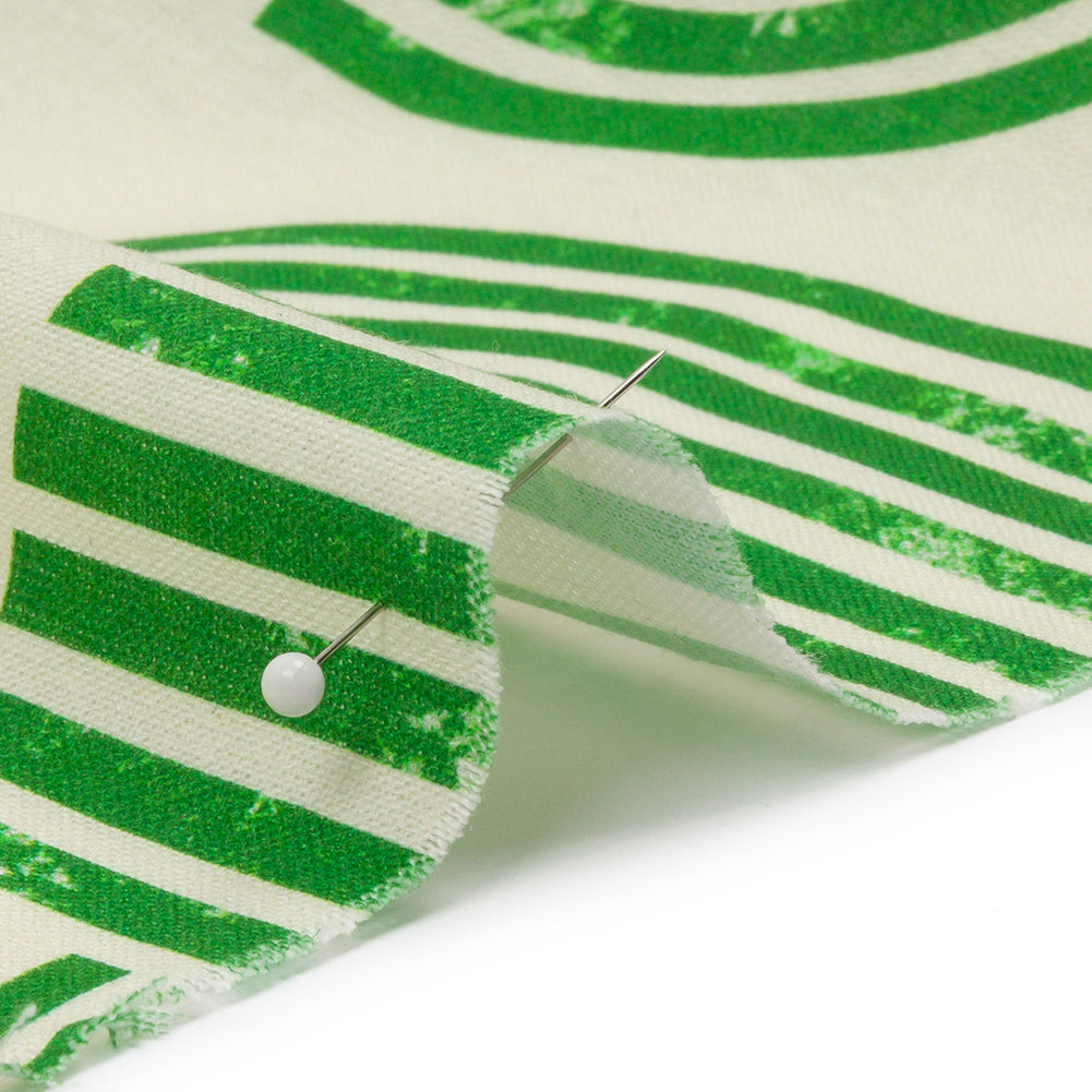 Linen and Rayon Woven - Green Geometric Arches - Submarine Dream Print - Mood Exclusive Palm Beach Collection