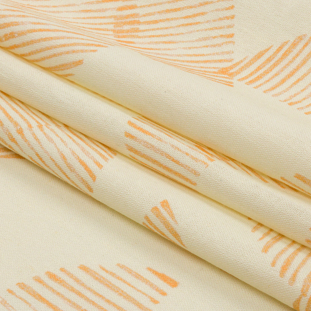 Linen and Rayon Woven - White and Orange Striped Circles - Island In The Sun Print - Mood Exclusive Palm Beach Collection - Folded