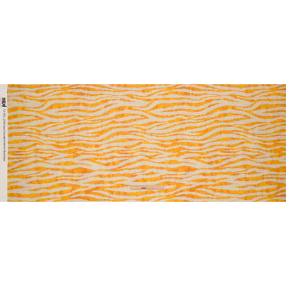 Linen and Rayon Woven - Beige and Orange Zebra Stripes - Sundown Safari Print - Mood Exclusive Palm Beach Collection