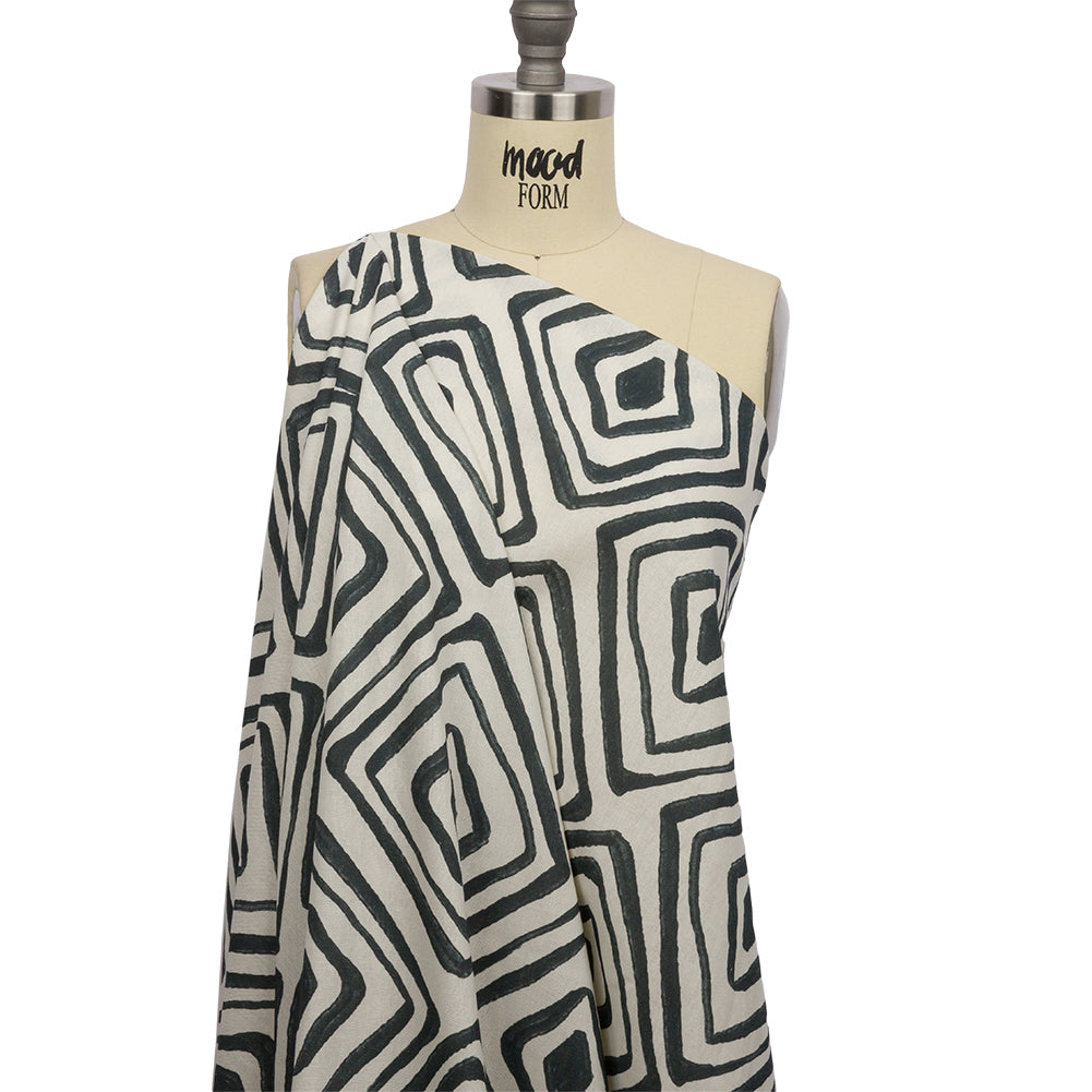 Linen and Rayon Woven - White Painted Diamonds - Sahara Summers Print - Mood Exclusive Palm Beach Collection - Drape