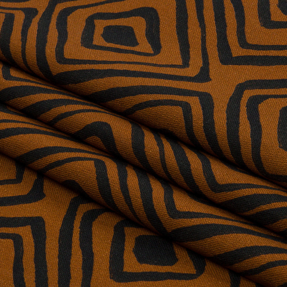 Linen and Rayon Woven - Brown Painted Diamonds - Sahara Summers Print - Mood Exclusive Palm Beach Collection - Folded