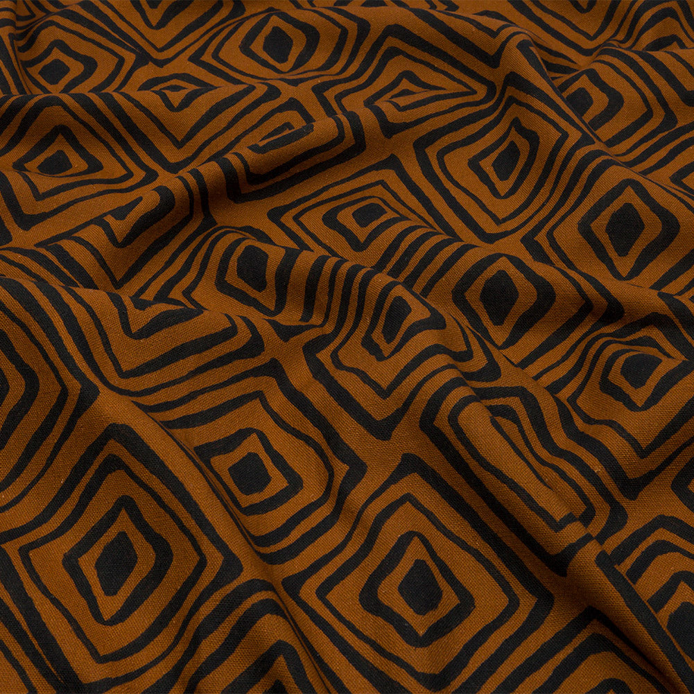 Linen and Rayon Woven - Brown Painted Diamonds - Sahara Summers Print - Mood Exclusive Palm Beach Collection