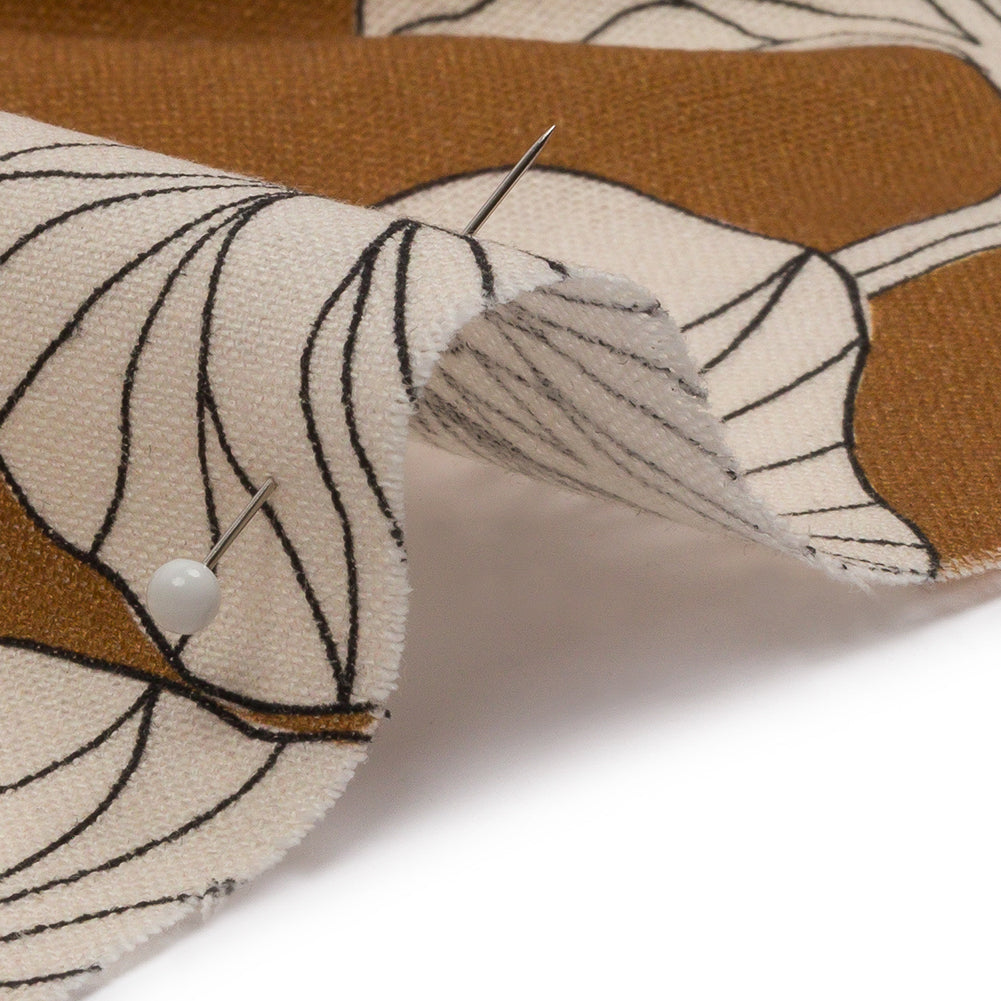 Linen and Rayon Woven - Brown Floral - Floridian Nights Print - Mood Exclusive Palm Beach Collection