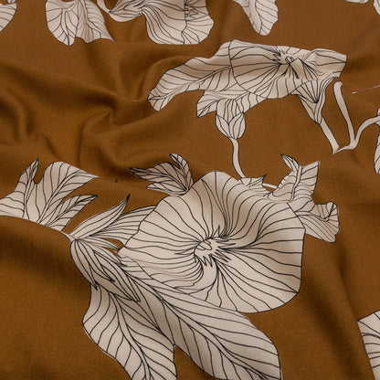 Linen and Rayon Woven - Brown Floral - Floridian Nights Print - Mood Exclusive Palm Beach Collection