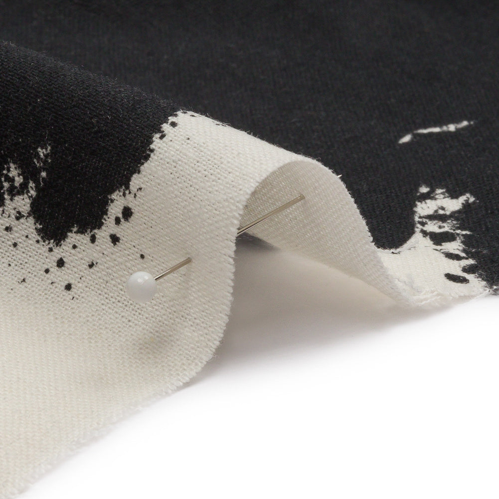 Linen and Rayon Woven - Black and White Abstract - Hatteras Harbor Print - Mood Exclusive Palm Beach Collection - Detail