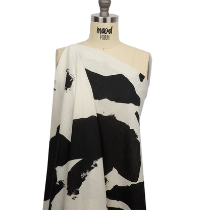 Linen and Rayon Woven - Black and White Abstract - Hatteras Harbor Print - Mood Exclusive Palm Beach Collection