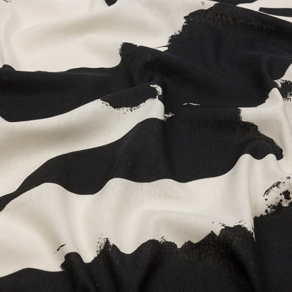 Linen and Rayon Woven - Black and White Abstract - Hatteras Harbor Print - Mood Exclusive Palm Beach Collection