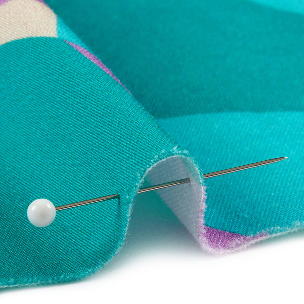 Stretch Cotton Sateen - Lilac and Turquoise Geometric Gems - Midnight Train to Georgia Print - Mood Exclusive Yesterday Collection - Detail