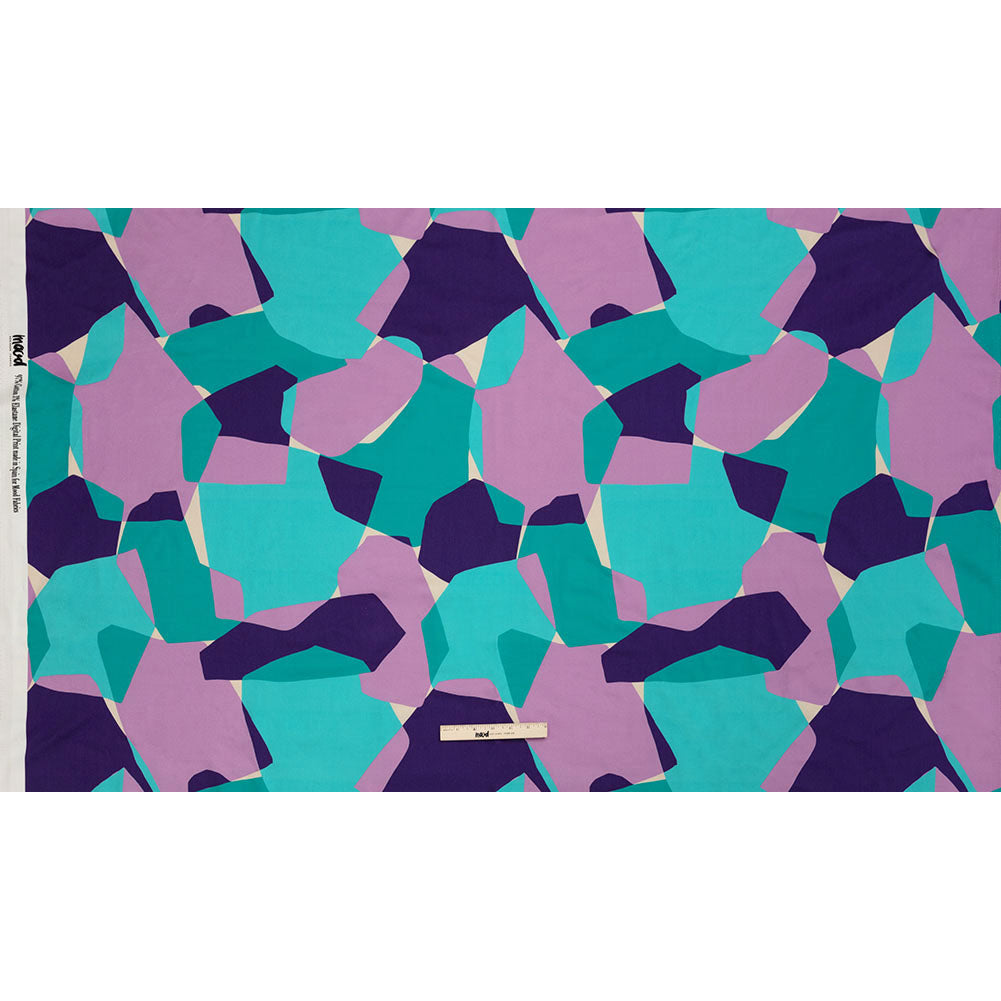 Stretch Cotton Sateen - Lilac and Turquoise Geometric Gems - Midnight Train to Georgia Print - Mood Exclusive Yesterday Collection - Full