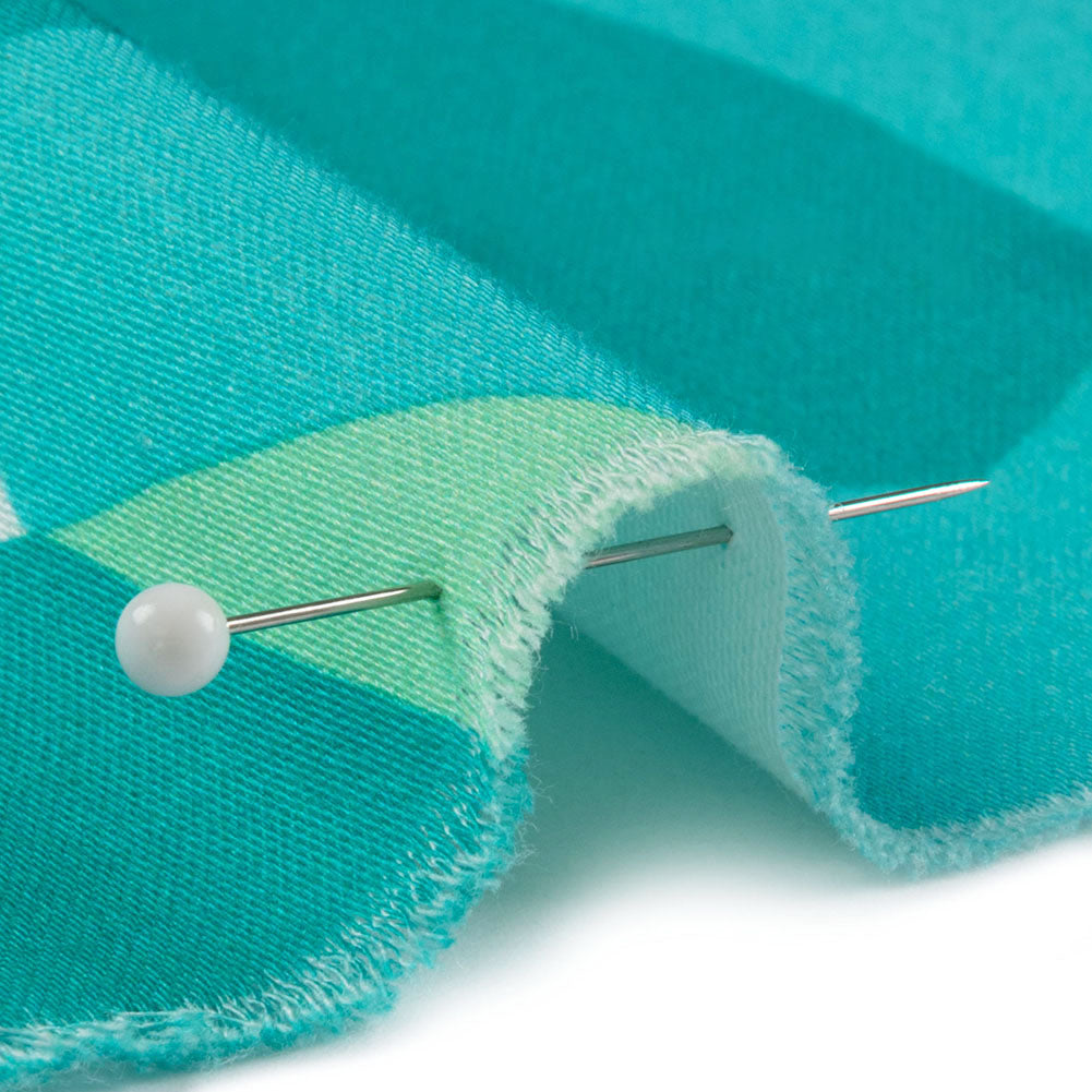 Stretch Cotton Sateen - Lime and Turquoise Geometric Gems - Midnight Train to Georgia Print - Mood Exclusive Yesterday Collection - Detail