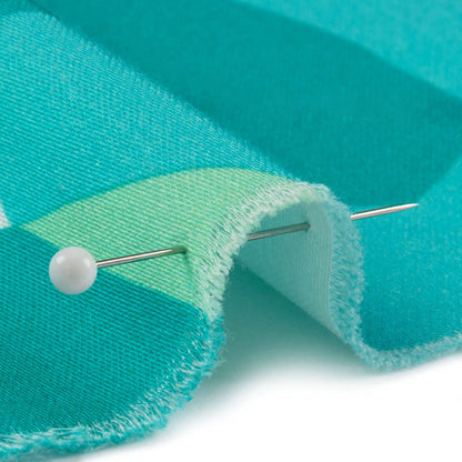 Stretch Cotton Sateen - Lime and Turquoise Geometric Gems - Midnight Train to Georgia Print - Mood Exclusive Yesterday Collection