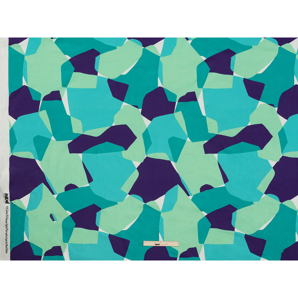 Stretch Cotton Sateen - Lime and Turquoise Geometric Gems - Midnight Train to Georgia Print - Mood Exclusive Yesterday Collection - Full