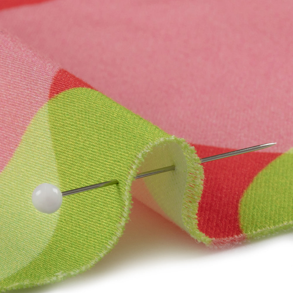 Stretch Cotton Sateen - Pink and Lime Floral - Soda Pop Petals Print - Mood Exclusive Yesterday Collection - Detail