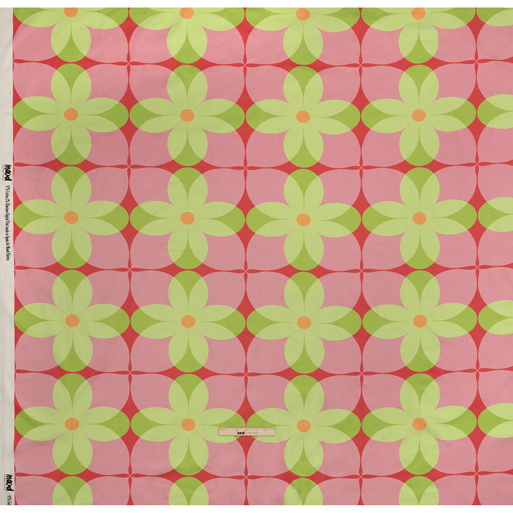 Stretch Cotton Sateen - Pink and Lime Floral - Soda Pop Petals Print - Mood Exclusive Yesterday Collection - Full