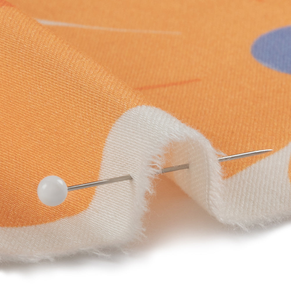 Stretch Cotton Sateen - Orange and White Floral - Soda Pop Petals Print - Mood Exclusive Yesterday Collection - Detail