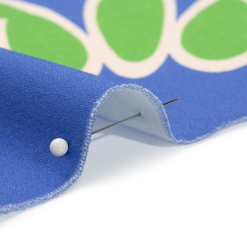 Stretch Cotton Sateen - Blue Leafy Circles - Ripple Effect Print - Mood Exclusive Marigold Collection