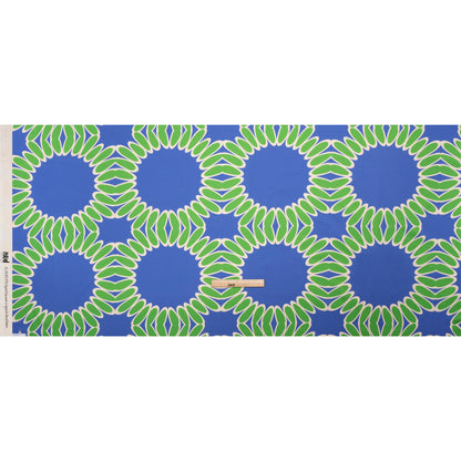 Stretch Cotton Sateen - Blue Leafy Circles - Ripple Effect Print - Mood Exclusive Marigold Collection