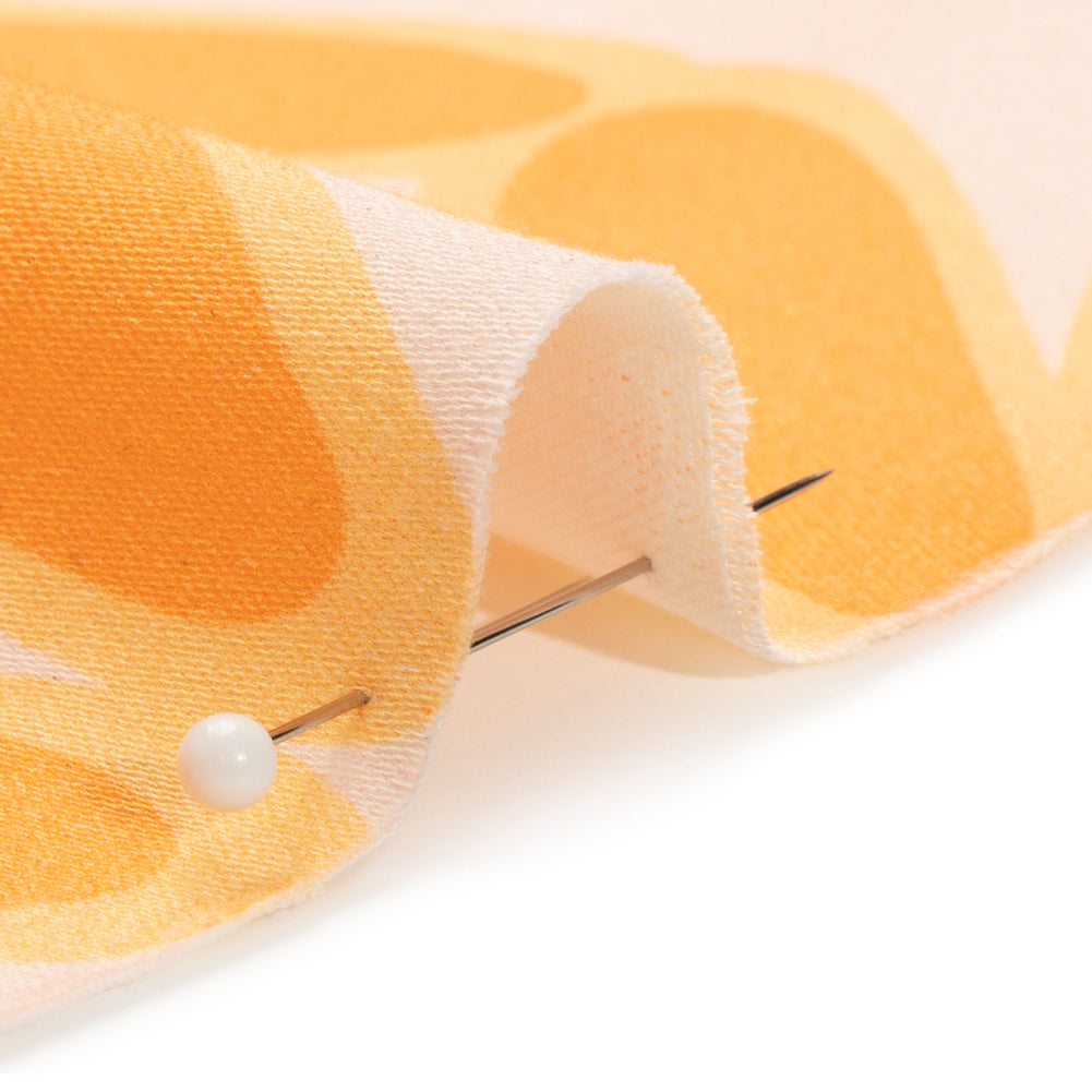 Stretch Cotton Sateen - Orange Leafy Circles - Ripple Effect Print - Mood Exclusive Marigold Collection - Detail