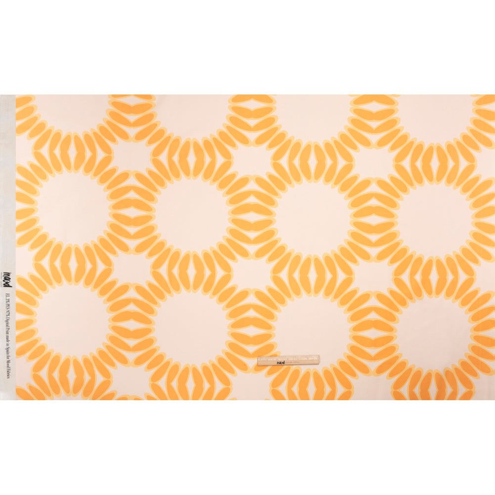 Stretch Cotton Sateen - Orange Leafy Circles - Ripple Effect Print - Mood Exclusive Marigold Collection - Full