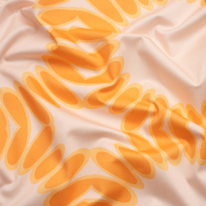 Stretch Cotton Sateen - Orange Leafy Circles - Ripple Effect Print - Mood Exclusive Marigold Collection