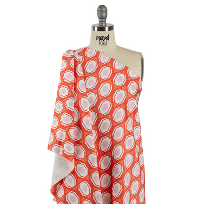 Stretch Cotton Sateen - Red Honeycomb Diamonds - Arcade Fever Print - Mood Exclusive Yesterday Collection