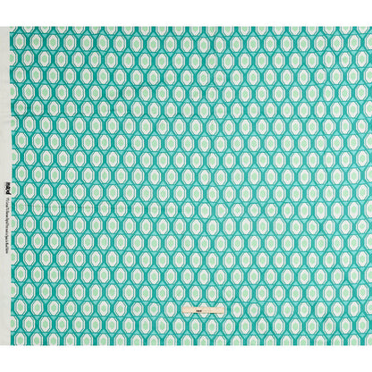 Stretch Cotton Sateen - Turquoise Honeycomb Diamonds - Arcade Fever Print - Mood Exclusive Yesterday Collection