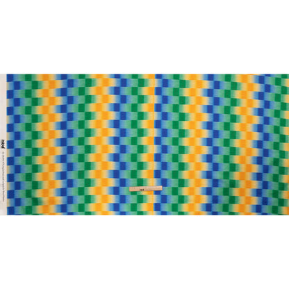 Stretch Cotton Sateen - Orange and Blue Gradient Checkered Stripes - Checks Out Print - Mood Exclusive Marigold Collection