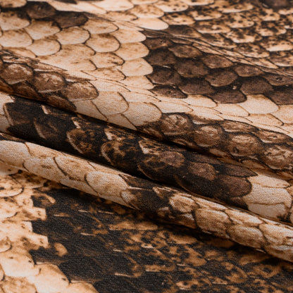 Viscose Georgette - Beige and Brown Snakeskin - Kaa's Charm Print - Mood Exclusive Kilimanjaro Collection