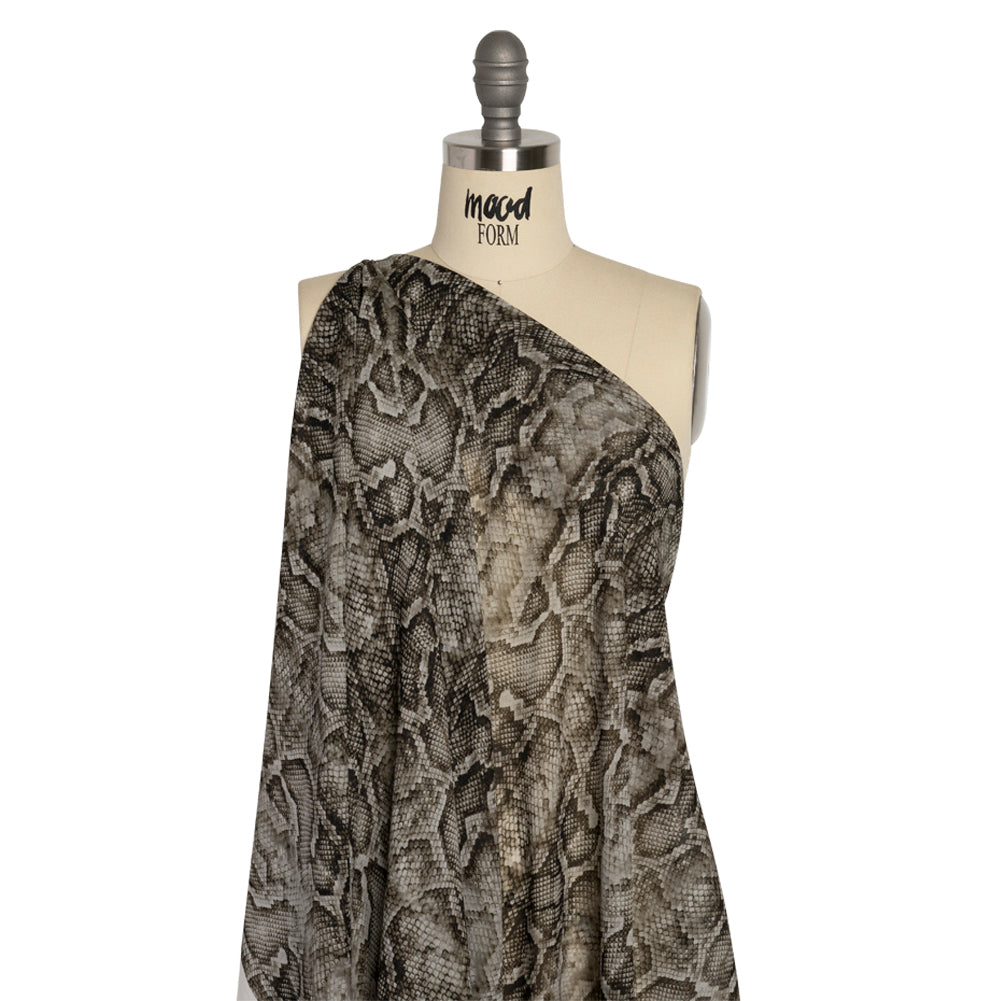 Viscose Georgette - Gray Python Skin - Tanzania Temptations Print - Mood Exclusive Kilimanjaro Collection
