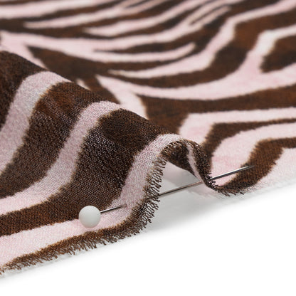 Viscose Georgette - Pink and Brown Zebra Stripes - Destination Oasis Print - Mood Exclusive Kilimanjaro Collection