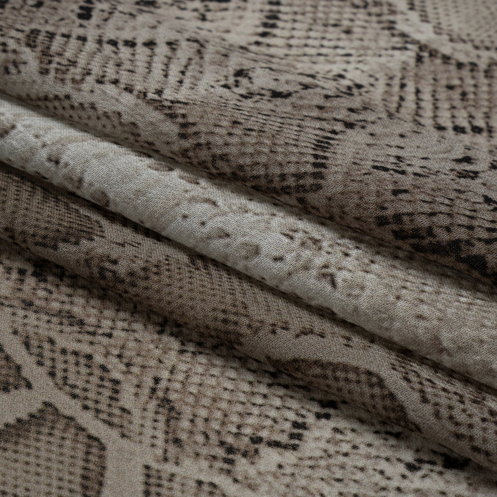 Viscose Georgette - Gray Snakeskin - Midnight Lurking Print - Mood Exclusive Kilimanjaro Collection - Folded