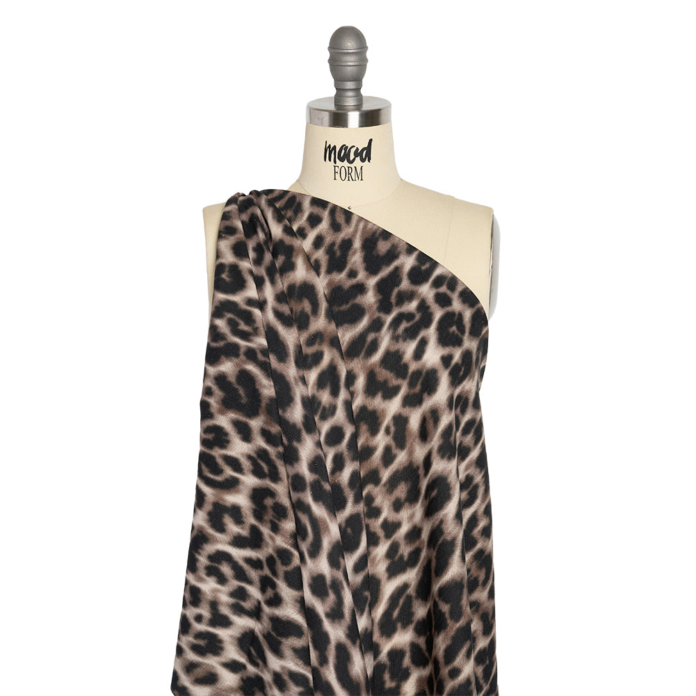 Linen and Rayon Woven - Black and Beige Leopard - Shade of the Acacia Print - Mood Exclusive Kilimanjaro Collection