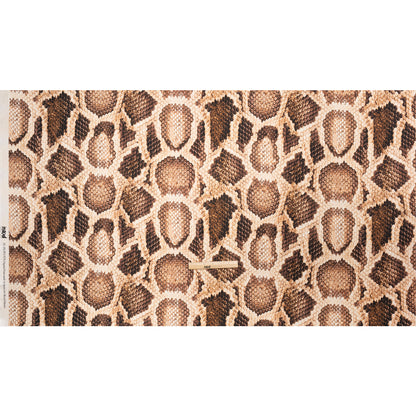 Linen and Rayon Woven - Beige and Brown Snakeskin - Kaa's Charm Print - Mood Exclusive Kilimanjaro Collection