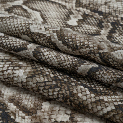 Linen and Rayon Woven - Gray Python Skin - Tanzania Temptations Print - Mood Exclusive Kilimanjaro Collection