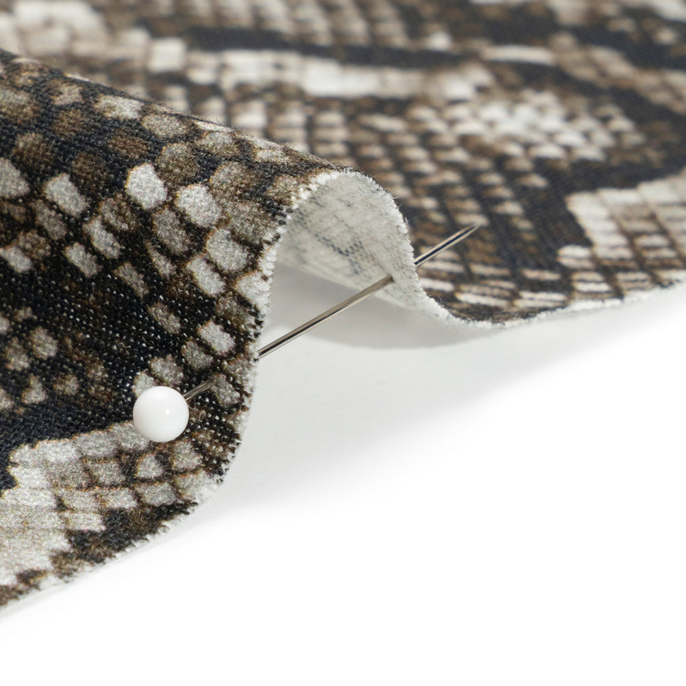 Linen and Rayon Woven - Gray Python Skin - Tanzania Temptations Print - Mood Exclusive Kilimanjaro Collection