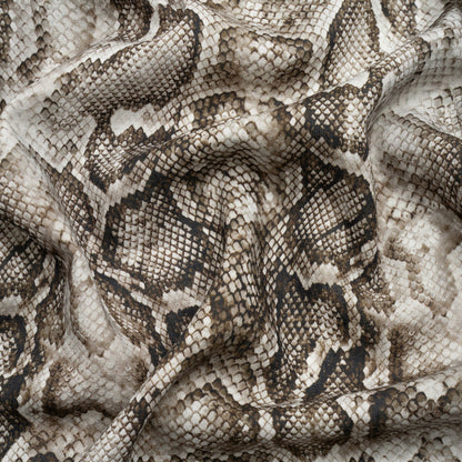 Linen and Rayon Woven - Gray Python Skin - Tanzania Temptations Print - Mood Exclusive Kilimanjaro Collection