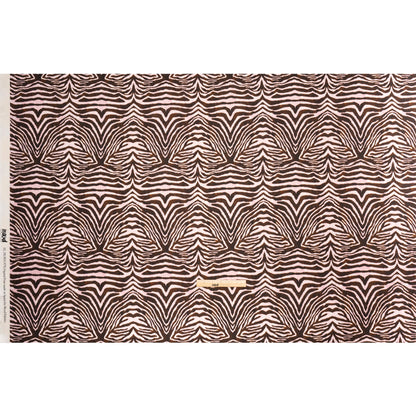 Linen and Rayon Woven - Pink and Brown Zebra Stripes - Destination Oasis Print - Mood Exclusive Kilimanjaro Collection