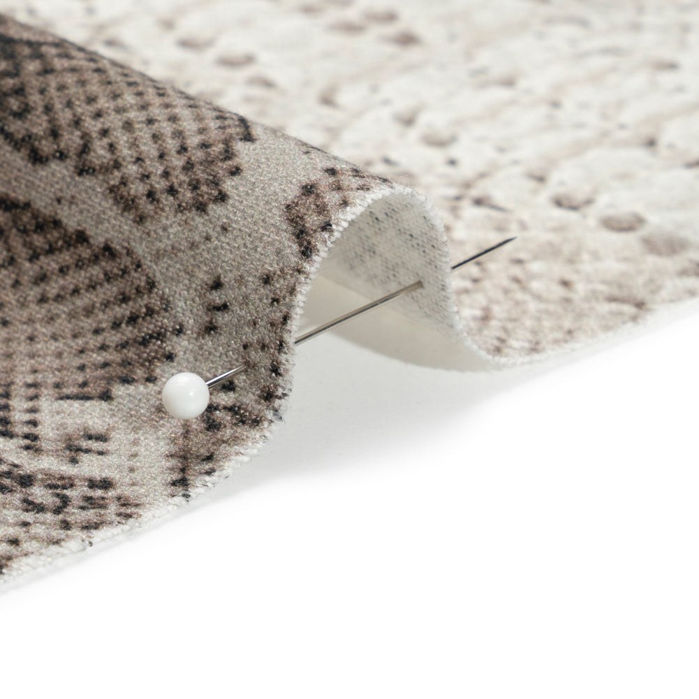 Linen and Rayon Woven - Gray Snakeskin - Midnight Lurking Print - Mood Exclusive Kilimanjaro Collection - Detail