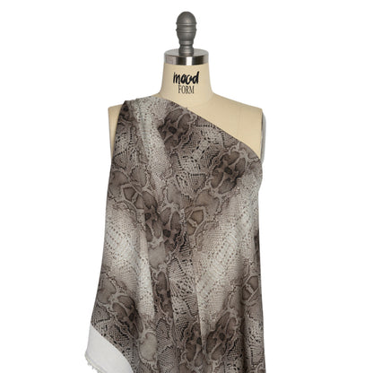 Linen and Rayon Woven - Gray Snakeskin - Midnight Lurking Print - Mood Exclusive Kilimanjaro Collection