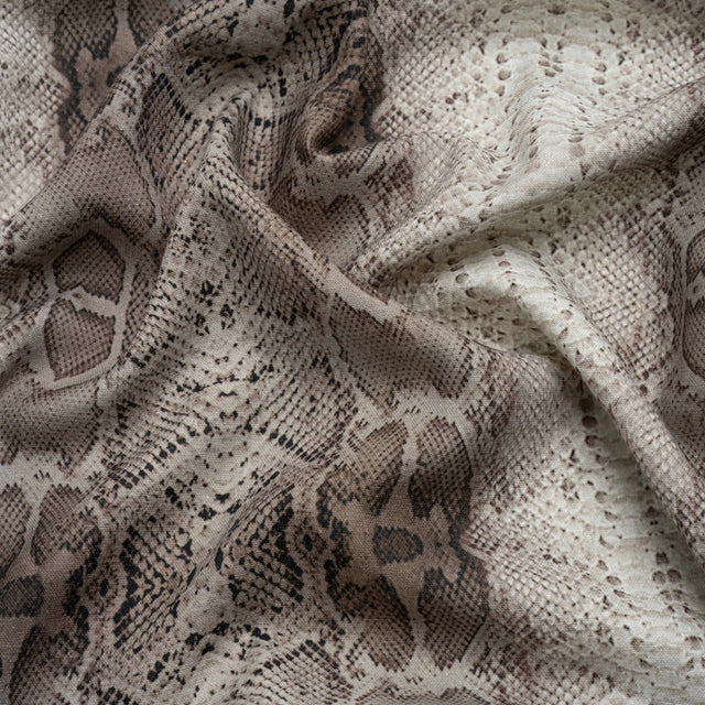 Linen and Rayon Woven - Gray Snakeskin - Midnight Lurking Print - Mood Exclusive Kilimanjaro Collection