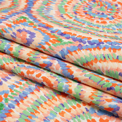 Stretch Cotton Sateen - Orange and Green Circles - Mood Exclusive Tidal Dye Print