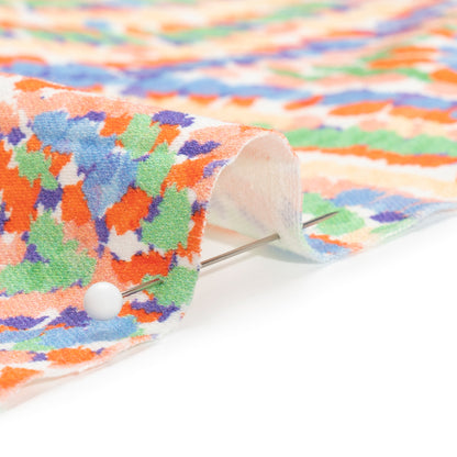 Stretch Cotton Sateen - Orange and Green Circles - Mood Exclusive Tidal Dye Print