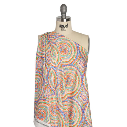 Stretch Cotton Sateen - Orange and Green Circles - Mood Exclusive Tidal Dye Print