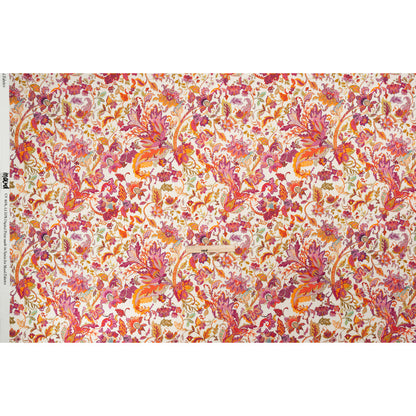 Linen and Rayon Woven - Pink and Orange Flowers - Mood Exclusive Firebird Florals Print