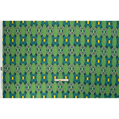 Viscose and Linen Woven - Blue and Green Surfboard Geometric - Mood Exclusive Waimea Bay Print