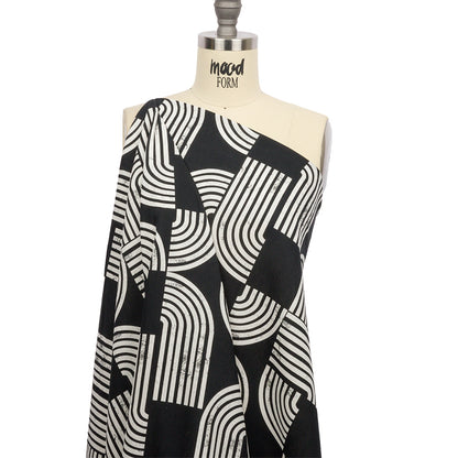 Linen and Rayon Woven - Black Geometric Arches - Submarine Dream Print - Mood Exclusive Palm Beach Collection